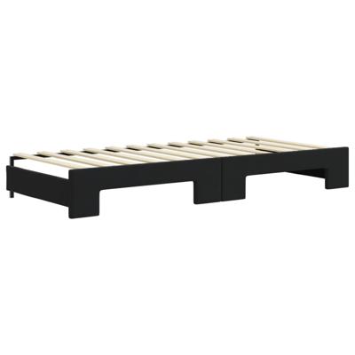 Slaapbank met onderschuifbed 100x200 cm fluweel zwart