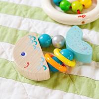 Haba rammelaar Kleppervis 7 cm junior hout blauw - thumbnail