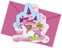 Unicorn Uitnodigingen met envelop (6st) - thumbnail