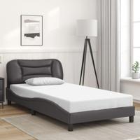 Bedframe met hoofdbord kunstleer grijs 100x200 cm - thumbnail
