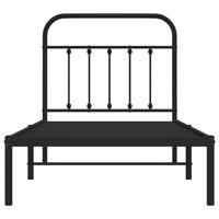 Bedframe met hoofdbord metaal zwart 90x200 cm - thumbnail