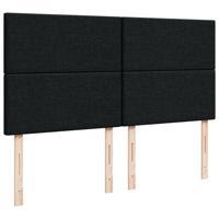 Boxspring met matras stof zwart 200x200 cm - thumbnail