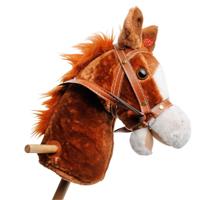 Playwood Houten stokpaard met geluid bruin - thumbnail