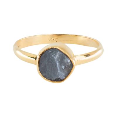 Geboortesteen Ring Ruwe Saffier September - 925 Zilver Verguld