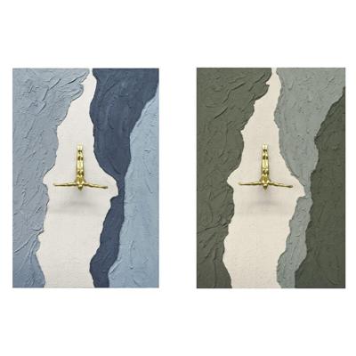 Schilderij Home ESPRIT Blauw Bruin Mannen Modern 80 x 3,5 x 120 cm (2 Stuks)