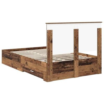 Bedframe met hoofdeinde Oudhout 120 x 190 cm Bewerkt hout