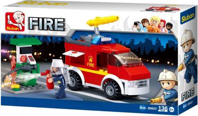 Sluban Fire Brigade Emergency Vehicle and Fuel Pump bouwstenen set (M38-B0623)