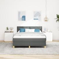Boxspring Bed met Matras Donkergrijs 140x200 cm Stof - thumbnail