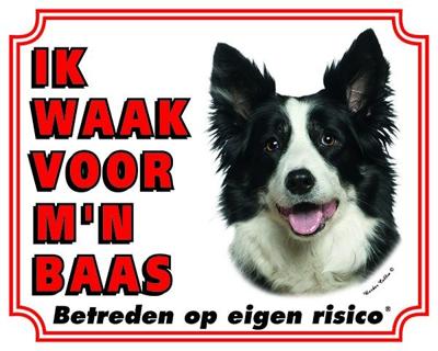 Border Collie Waakbord - Ik waak voor mijn baas Border Collie Waakbord - Ik waak voor mijn baas