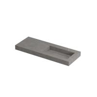 INK Pitch Wastafel Keramische Slab Rechts met Drain en Front en Side Skirts Zonder Kraangat - 1200x450x90 mm - Armani Grey Mat - thumbnail
