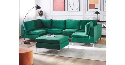 Beliani - EVJA - Bankmodule - Groen - Symmetrisch - Fluweel