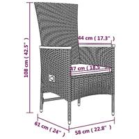 3-delige Tuinset met kussens poly rattan grijs - thumbnail