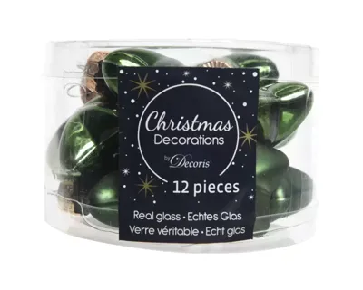 12 Glazen sterren 40 mm dennen groen KSD Decoris - Decoris