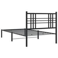 Bedframe met hoofdbord metaal zwart 90x190 cm - thumbnail