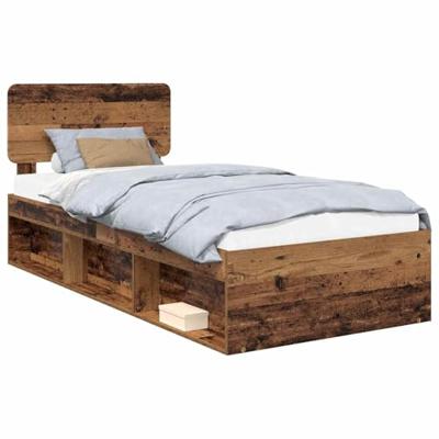 Bedframe met hoofdeinde Oudhout 75 x 190 cm Massief grenenhout