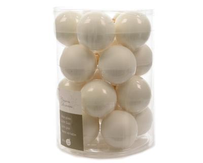 20 Kerstballen glas emaille-mat 60mm wolwit KSD - Ksd