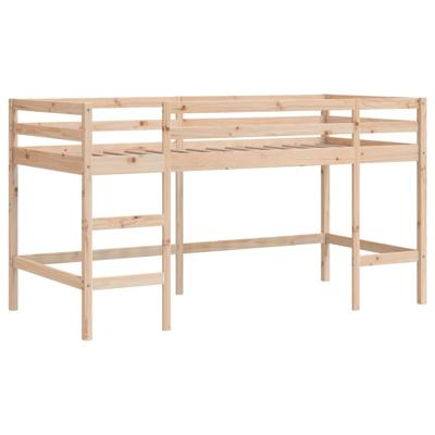 Kinderhoogslaper met gordijnen 90x190 cm grenenhout wit zwart Kinderhoogslaper met gordijnen 90x190 cm grenenhout wit zwart