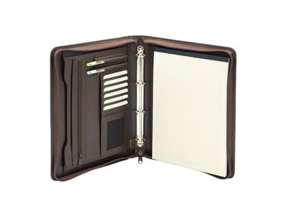 Schrijfmap van der Spek 2041 A4 met ringmechaniek en rits bruin Schrijfmap van der Spek 2041 A4 met ringmechaniek en rits bruin