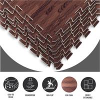 Sportschool Vloer Beschermingsmatten (8 stuks, totaal 2,88 m2) Donkere houtkleur - thumbnail