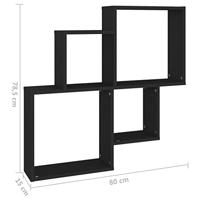 Wandschap kubus 80x15x78,5 cm bewerkt hout zwart - thumbnail