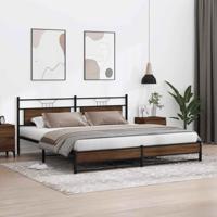 Bedframe zonder matras metaal bruin eikenkleurig 200x200 cm - thumbnail