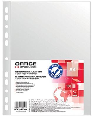 OFFICE products geperforeerde showtas, A4, 30 micron, glashelder, pak van 100 stuks