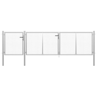 Tuinpoort staal 400x75 cm zilver