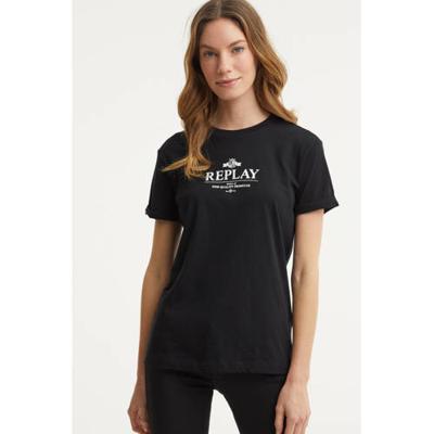 REPLAY T-shirt met printopdruk zwart REPLAY T-shirt met printopdruk zwart