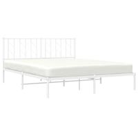 Bedframe met hoofdbord metaal wit 160x200 cm - thumbnail