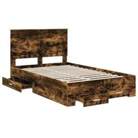 Bedframe met hoofdeinde Gerookt eiken 120 x 190 cm Bewerkt hout - thumbnail