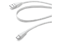 Cellular Line USBDATACMICROUSBW platte band datakabel met micro USB-poort (opladen/synchroniseren USB 2.0) 1m wit - thumbnail