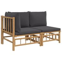 2-delige Loungeset met kussens bamboe donkergrijs - thumbnail