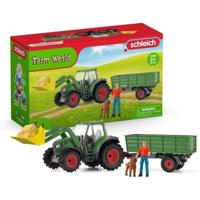 Schleich farm world tractor met aanhanger 42608 - thumbnail