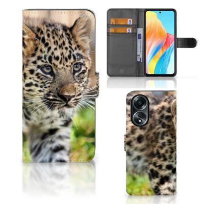 OPPO A58 4G | Telefoonhoesje | Met pasjeshouder | Baby Luipaard