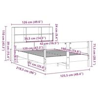 Bed met boekenkast zonder matras grenenhout wasbruin 120x190 cm - thumbnail