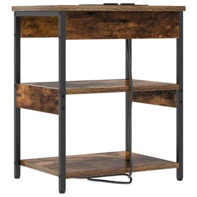 Nachtkastje 2 pcs Gerookt eiken Bewerkt hout