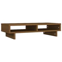VidaXL Monitorstandaard 60x27x14 cm massief grenenhout honingbruin - thumbnail