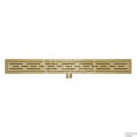 Wiesbaden douchegoot met flens en rooster 70 x 7 cm geborsteld messing - thumbnail
