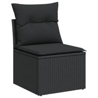 8-delige Loungeset met kussens poly rattan zwart - thumbnail