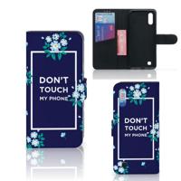Samsung Galaxy M10 Portemonnee Hoesje Flowers Blue DTMP - thumbnail