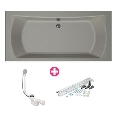 Xenz Robijn Duobad - 190x90x48 - afvoer Midden - acryl - cement 6988-06