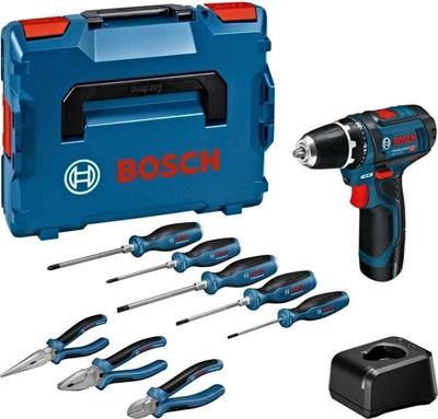Bosch Professional GSR 12V-15 Professional und Handwerkzeuge 060186810R Gereedschapsset Accu-schroefboormachine Bosch Professional GSR 12V-15 Professional und Handwerkzeuge 060186810R Gereedschapsset Accu-schroefboormachine