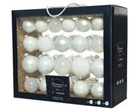 Decoris Kerstballenset glas mix winterwit 42st - thumbnail