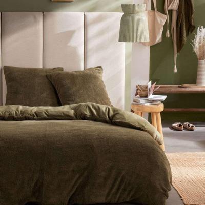 Beddenset - TODAY - Teddy - Tweepersoons - 220 x 240 cm - Effen groen