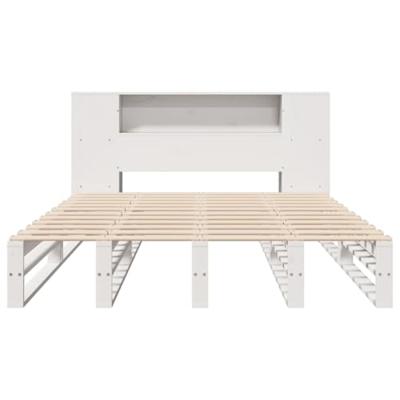 Bed met boekenkast zonder matras massief hout wit 140x190 cm