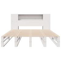 Bed met boekenkast zonder matras massief hout wit 140x200 cm - thumbnail