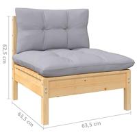 9-delige Loungeset met grijze kussens massief grenenhout - thumbnail