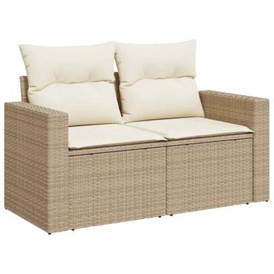 Tuinbank 2-zits met kussens poly rattan beige Tuinbank 2-zits met kussens poly rattan beige