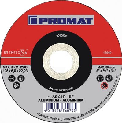 Promat/Tecwerk Afbraamschijf | D125xS6mm | gebogen aluminium | gat 22,23 mm - 4000840057