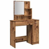 Kaptafel met spiegel 86,5x35x136 cm oud houtkleurig - thumbnail